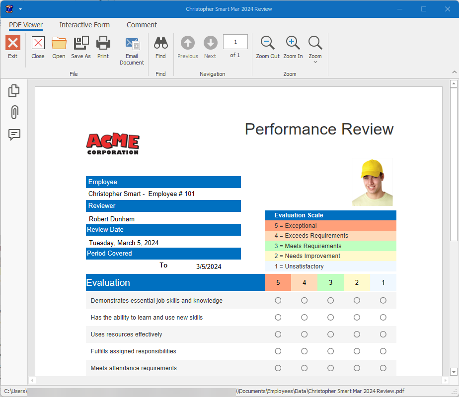 Employee Performance Report