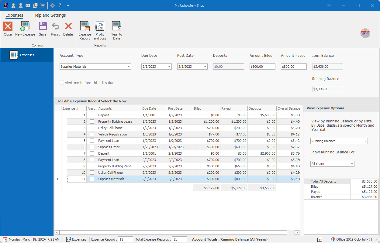 Expense Program Page