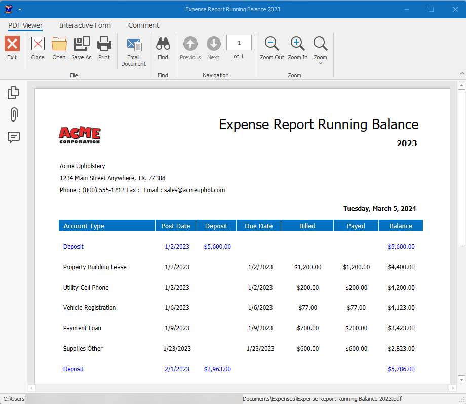 Expense Report