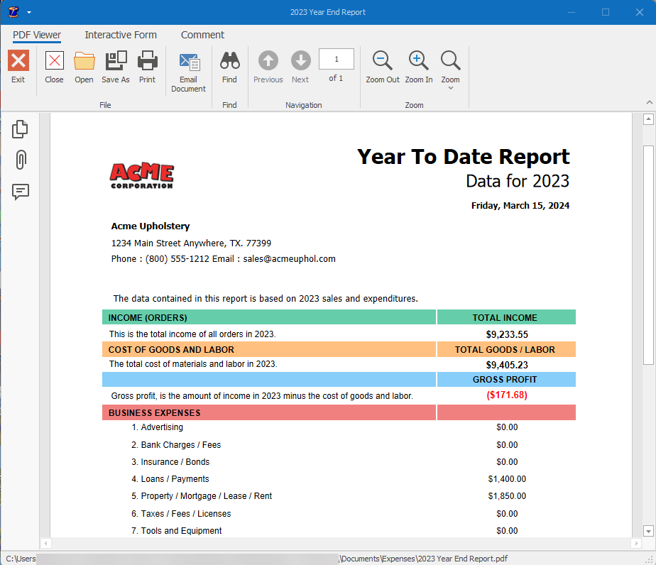 Year End Expense Report